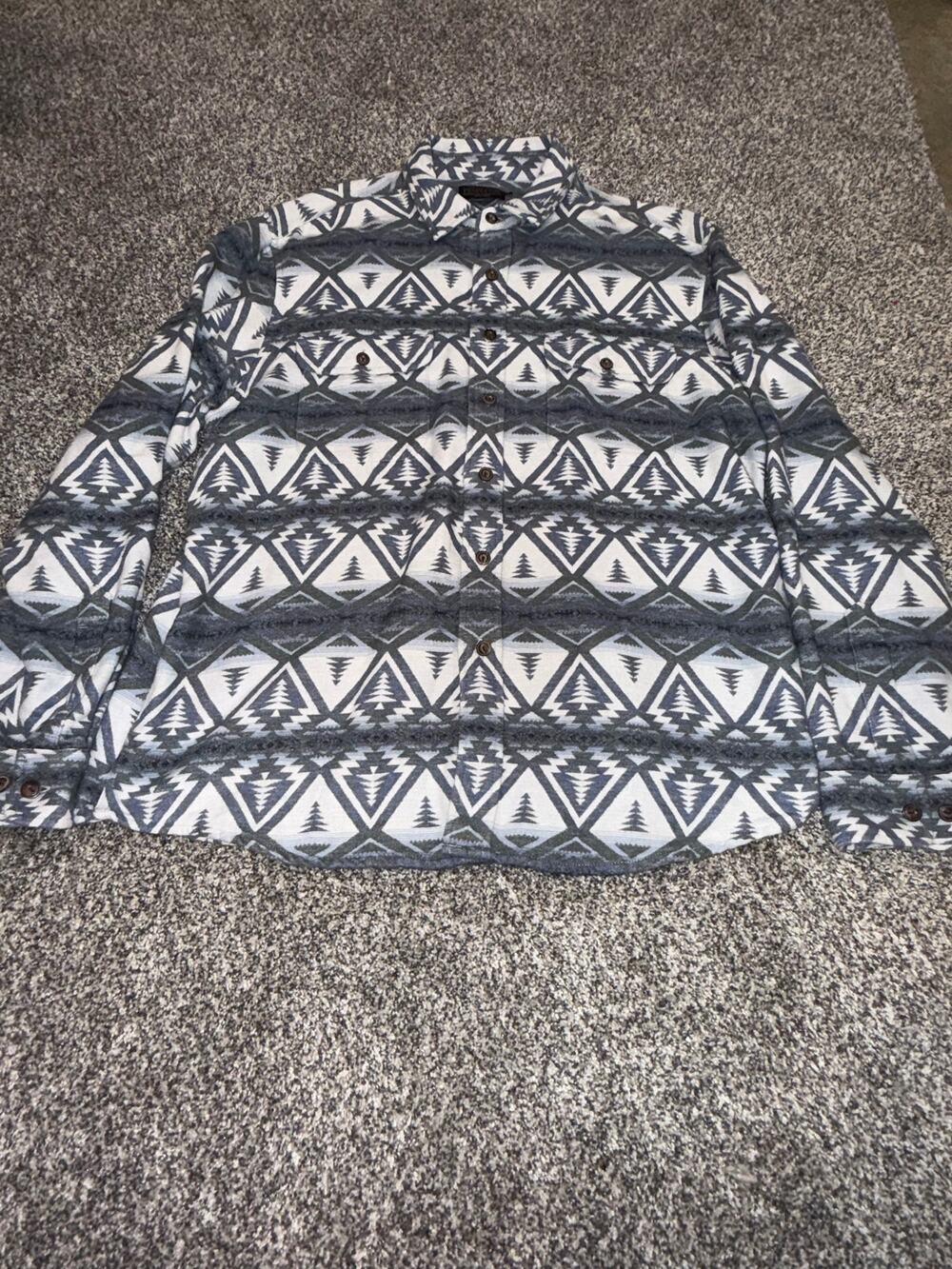 Pendleton Men’s XL Southwestern Geometric Flannel Shirt Gray White Western